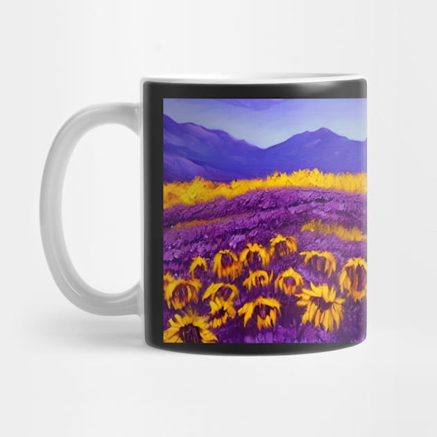 Purple Aesthetic Sunflowers Impressionist Landscape by BubbleMench